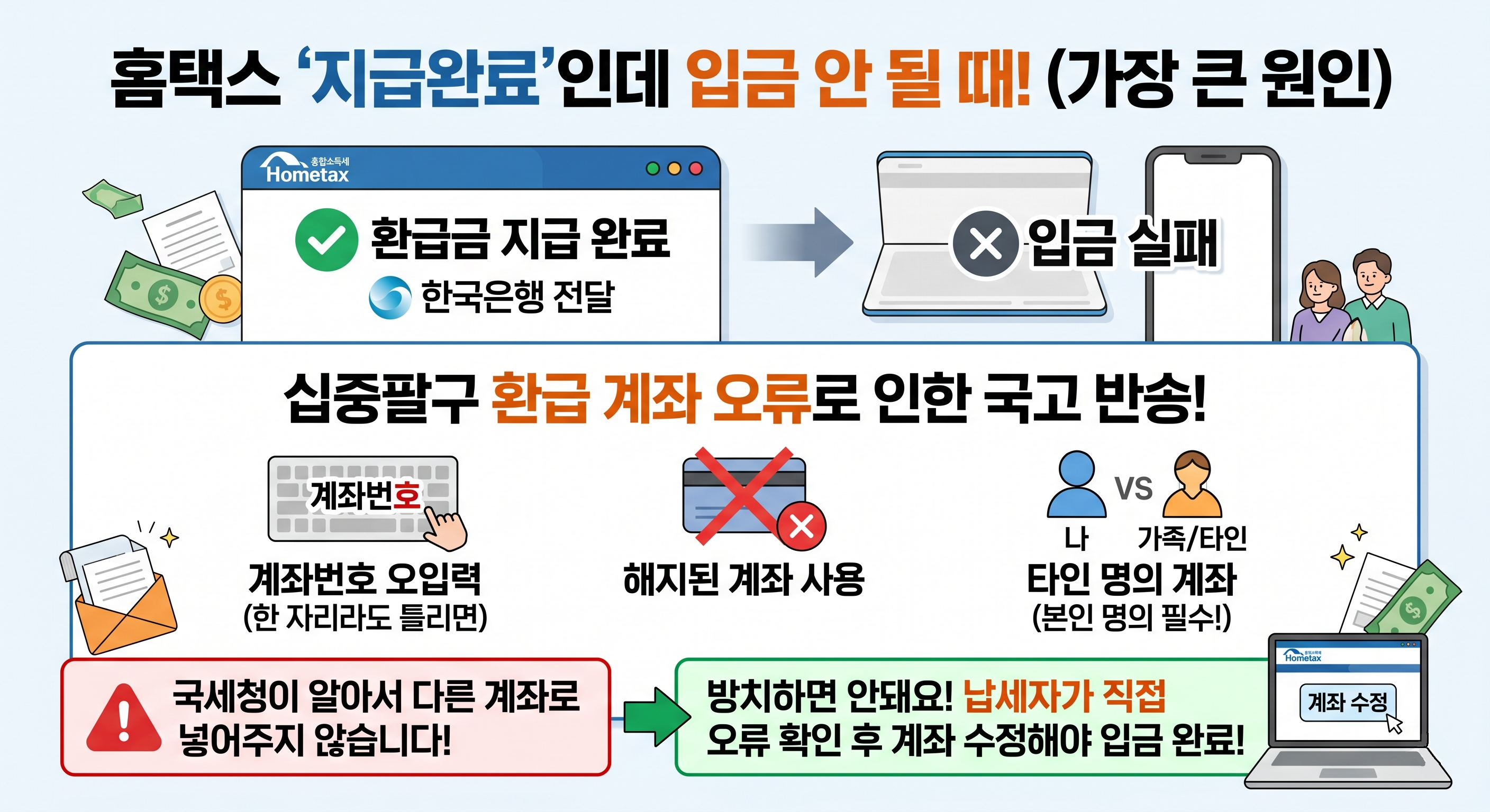 홈택스 지급완료 입금 안됨