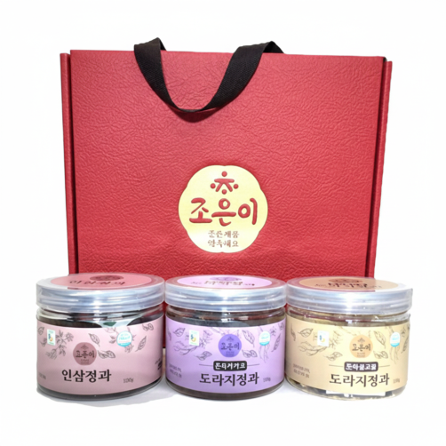 쫀득 한입정과 300g(인삼, 콩고물도라지, 카카오도라지 각 100g)