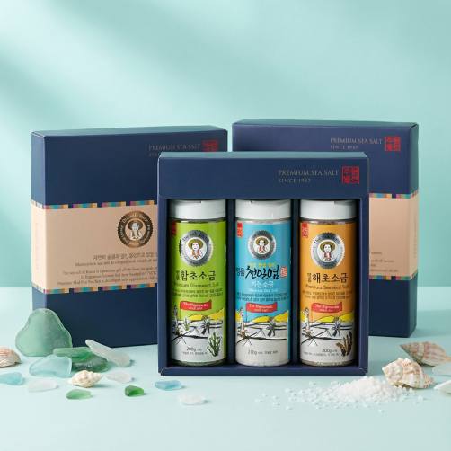 전남 신안 명품 천일염 선물세트 620g(가는소금+함초소금+해초소금)