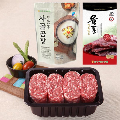 영주축협 영주한우 답례품 1호(불고기 600g+곰탕 500g+육포 50g)