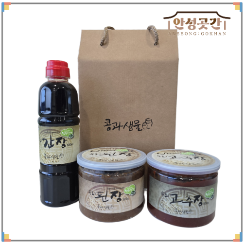 100% 국산 대두 장류 선물세트 1.5kg(고추장, 된장, 간장 각 0.5kg) 
