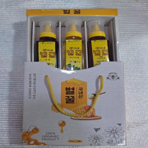 샘이네벌꿀 3종세트 총 900g(아카시아꽃꿀, 야생화꿀, 밤꽃꿀 각 300g)