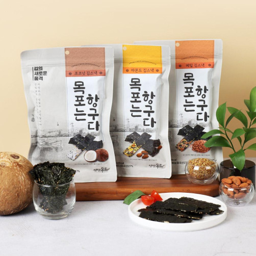 목포는 항구다 김스낵 세트(아몬드, 메밀, 코코넛, 양파맛 각 30g*2개)
