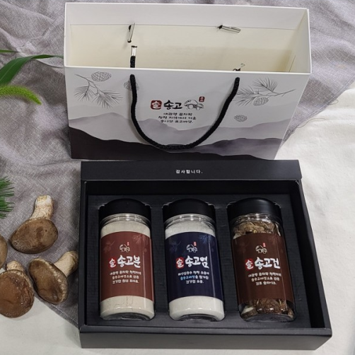 솔송고(송이맛표 혼합 선물세트 450g(건조슬라이스 40g+표고분말 80g+소금 330g)