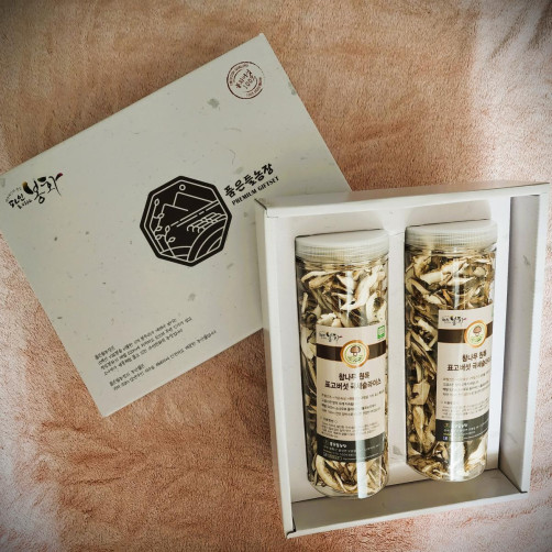 무농약 참나무 원목 표고버섯 극세 슬라이스 선물세트 160g(80g*2병)