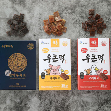 우돈덕 육포 실속묶음 270g(한우 70g+돼지 100g+오리 100g)