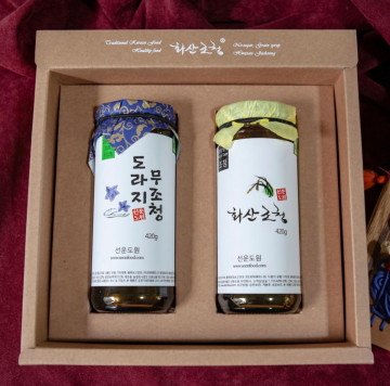 (정상가 38,000원) 조청 선물세트 840g(화산, 약도라지조청 각 420g)