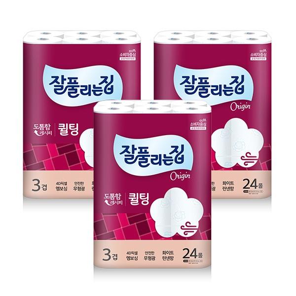 잘 풀리는 집 퀼팅 30m*24롤*3팩