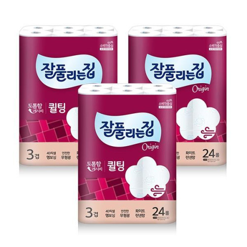 잘 풀리는 집 퀼팅 30m*24롤*3팩