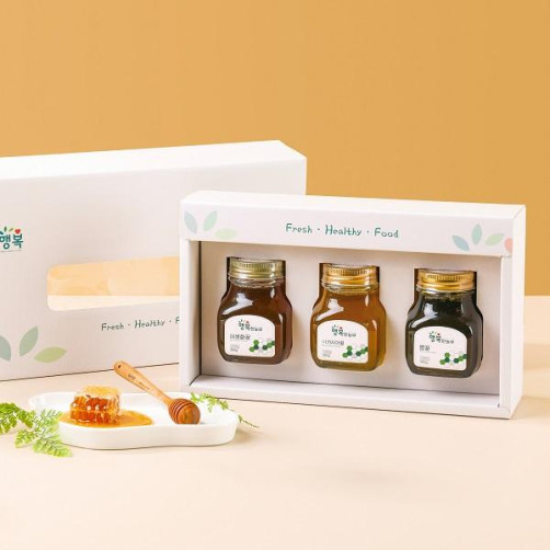 국내산 100% 꿀 3종세트 840g(아카시아 280g+밤 280g+야생화 280g)