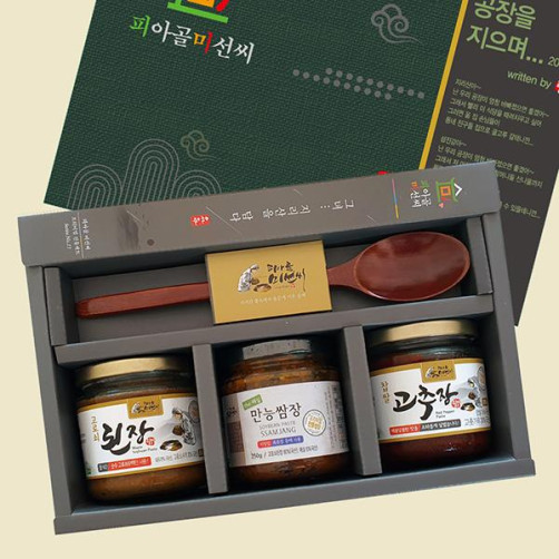 피아골미선씨 프리미엄 전통장류 선물세트 1호(고로쇠된장/찹쌀고추장/만능쌈장)