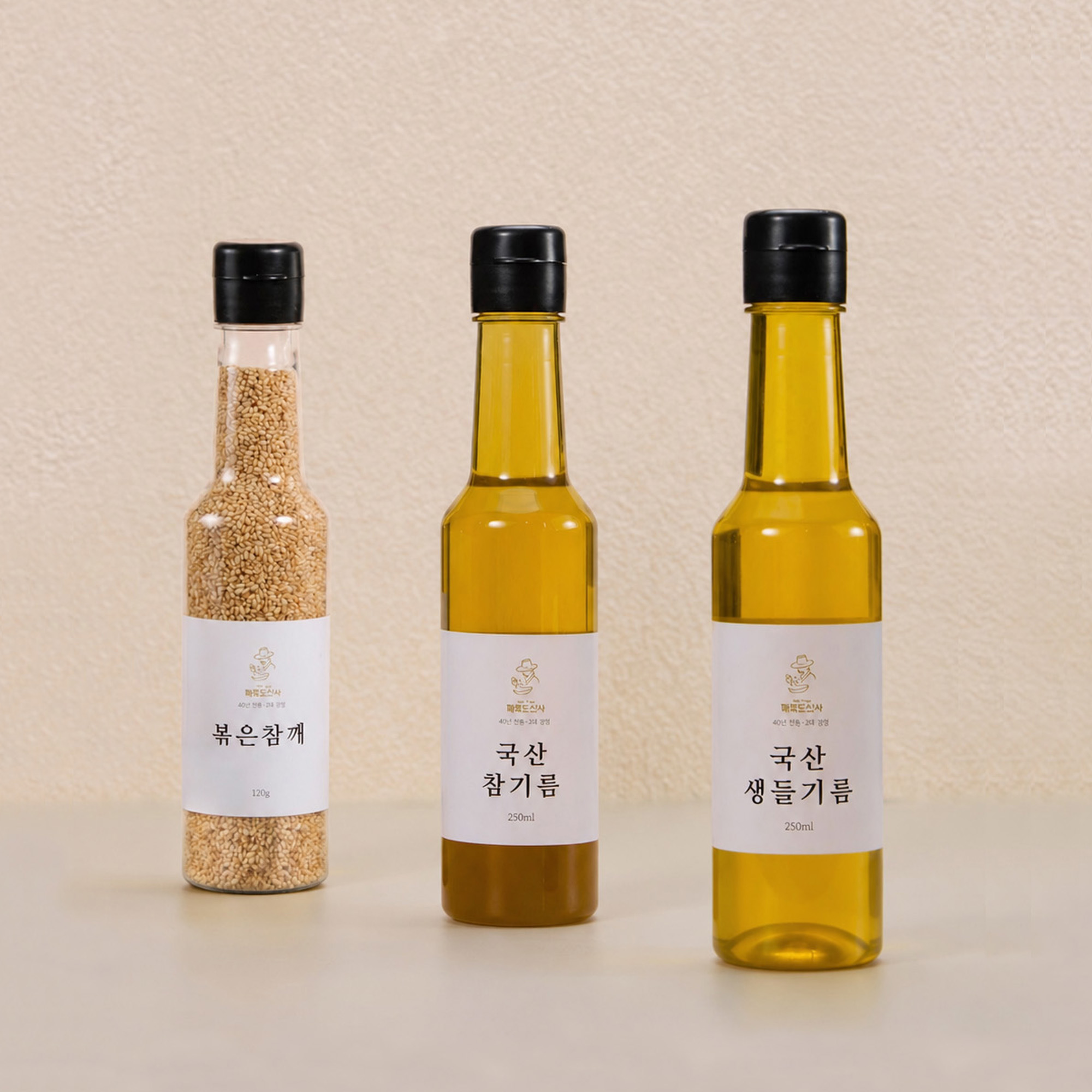 기름&통들깨 선물세트 370g(참기름, 생들기름 중 택 1 250ml+깨 120g)