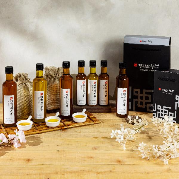 100% 국산 당일착유 저온압착 기름 선물세트 360ml(참기름, 들기름 각 180ml)