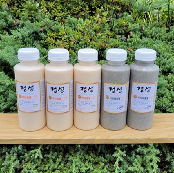 100% 국산콩 정성콩물 1.75L(백태 350ml*3병+서리태 350ml*2병)
