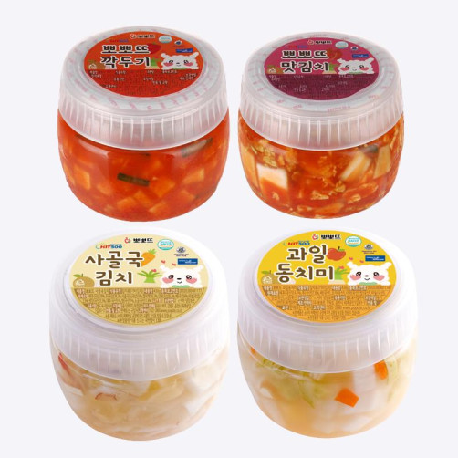 유아김치세트 1.22kg(김치, 깍두기, 맛김치 각 0.3kg+동치미 0.32kg)