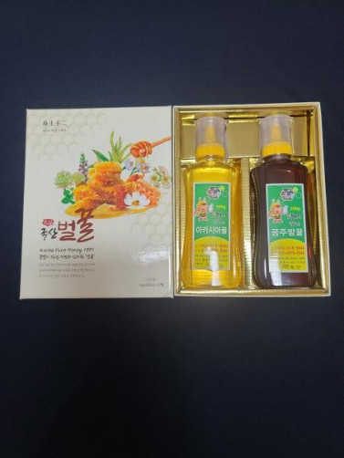 꽃봉오리벌꿀 2종 선물세트 1kg(아카시아꿀 0.5kg+공주밤꿀 0.5kg)