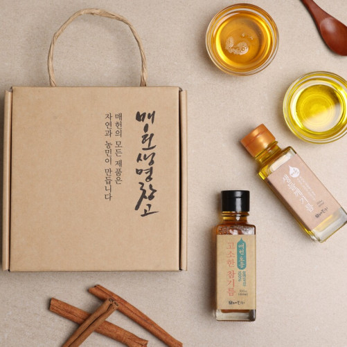 토종기름 선물세트 총 200ml(들기름 100ml+참기름 100ml)
