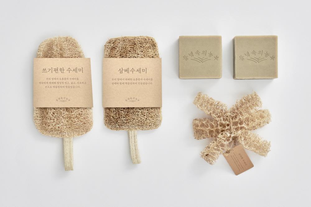 천연살림 천연수세미 선물세트(수세미 1개+삼베수세미 1개+단단한수세미 1개+설거지바 2개)