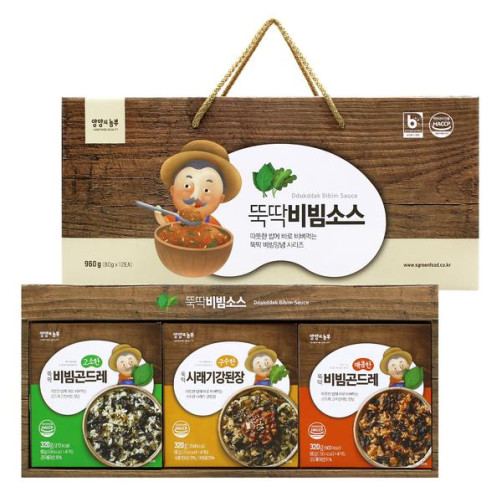 비빔소스 3종 세트 960g(고소 곤드레, 매콤 곤드레, 시래기강된장 각 80g*4개)