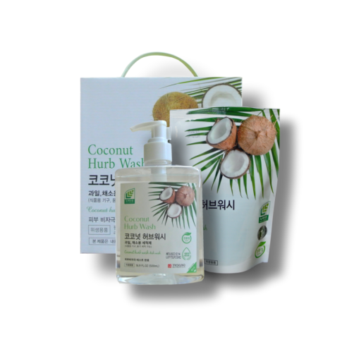 코코넛허브워시 주방세제 세트 900ml(본품 500ml+리필 400ml)