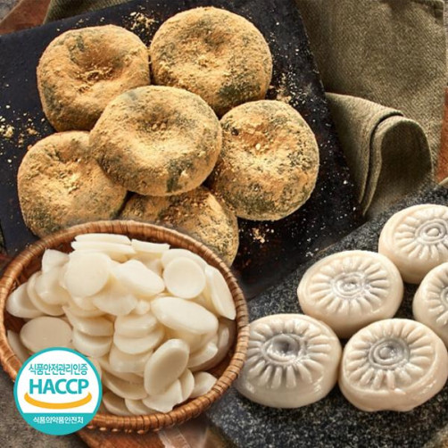 우리 떡 선물세트 2호 3kg(떡국떡 1kg+쑥콩떡 1kg+앙꼬절편 1kg)
