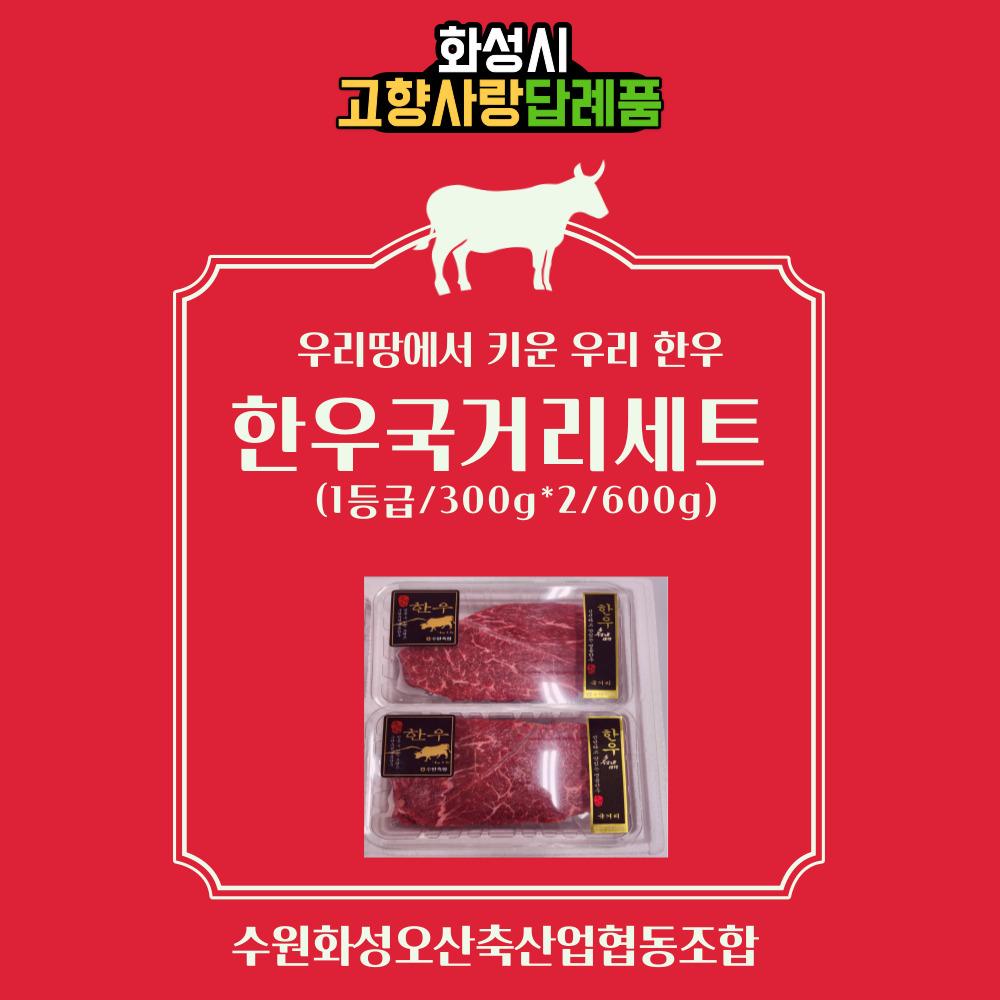 한우 1등급 국거리 세트 600g(300g*2팩)
