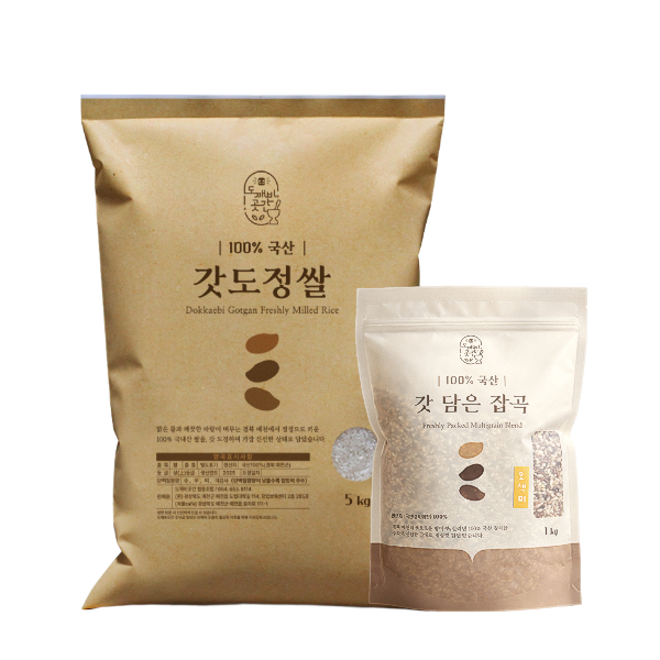 예천 도깨비곳간 쌀&잡곡세트 6kg(25년 영호진미 갓도정쌀 5kg+갓담은 잡곡 1kg)